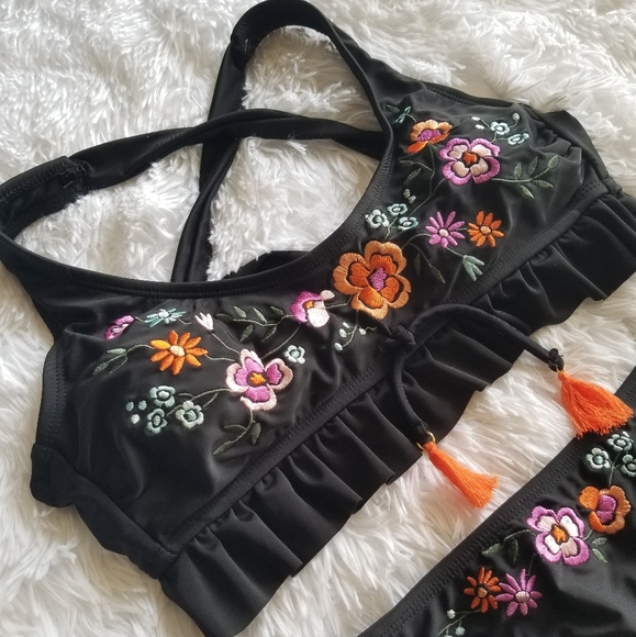 California Sunshine Embroidered Tassel Swimsuit - Picture 3 of 7